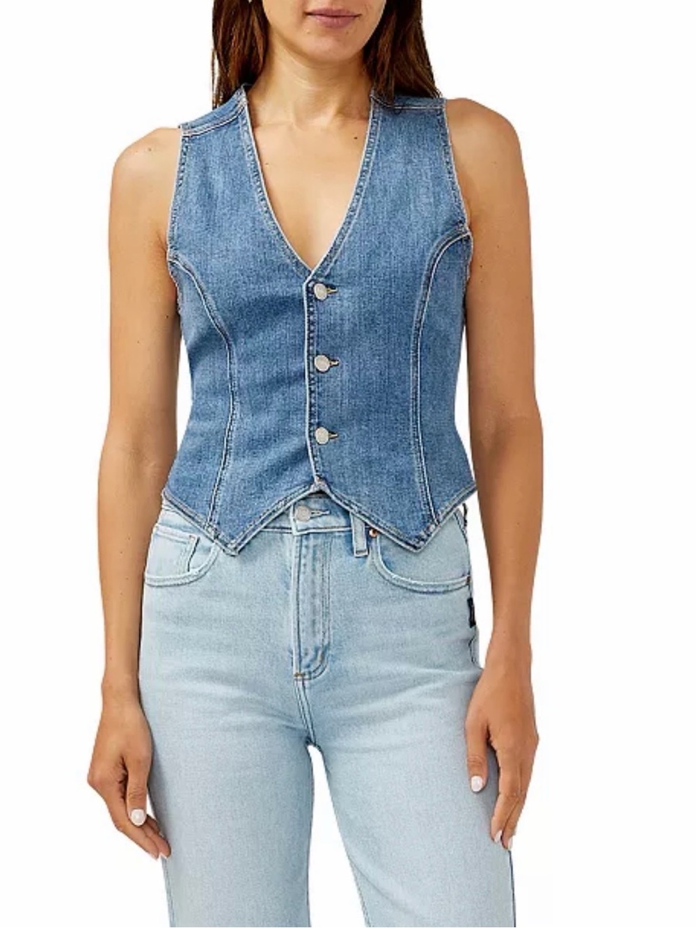 Silver Jeans Blue Denim Button-Front Vest